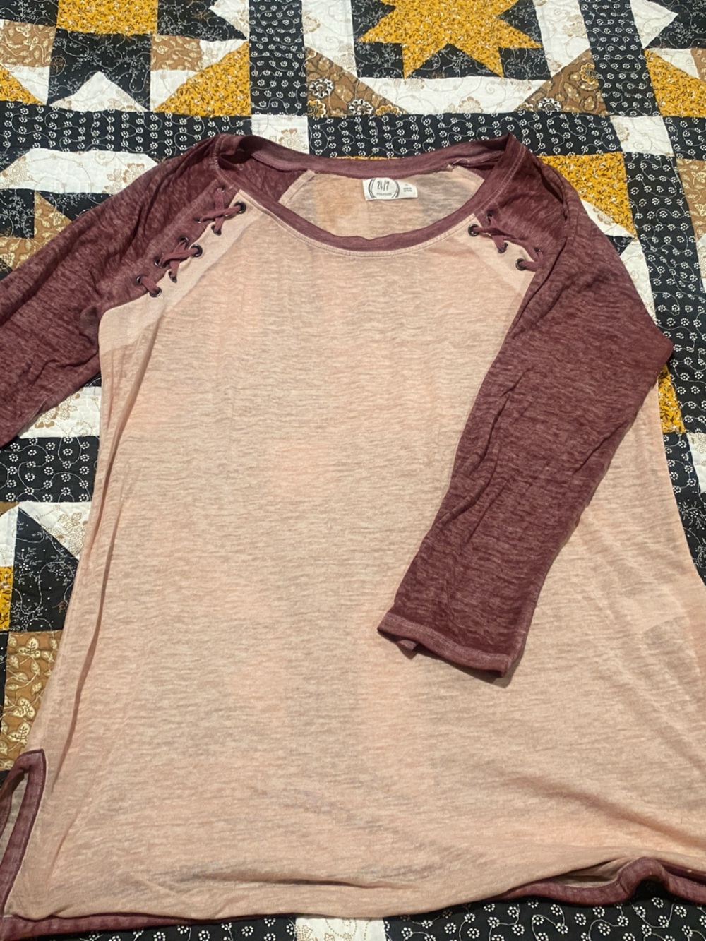 Maurices Two-Tone Lace-up long sleeve shirt!